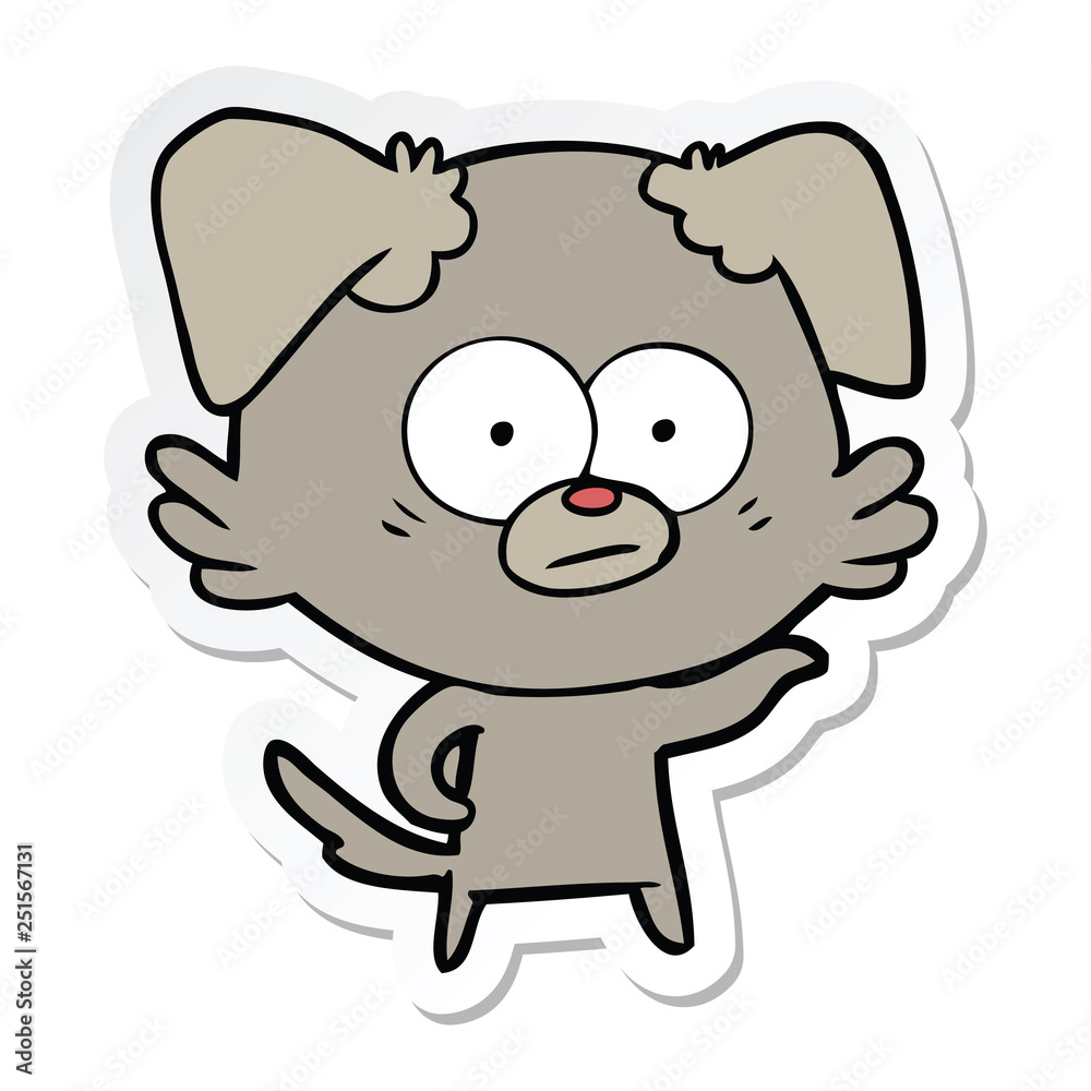 sticker of a nervous dog cartoon sticker of a nervous dog cartoon