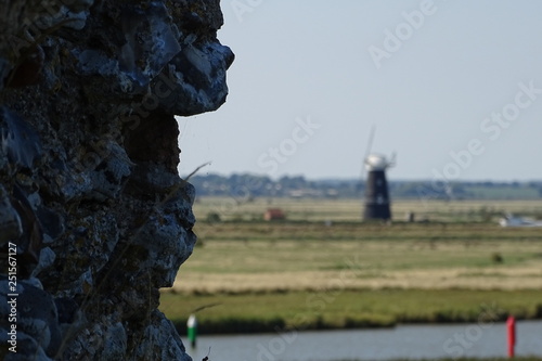 Berney Arms Windmill and Burgh Castle on the Norfolk Broads - Great Yarmouth, Norfolk, England, UK photo