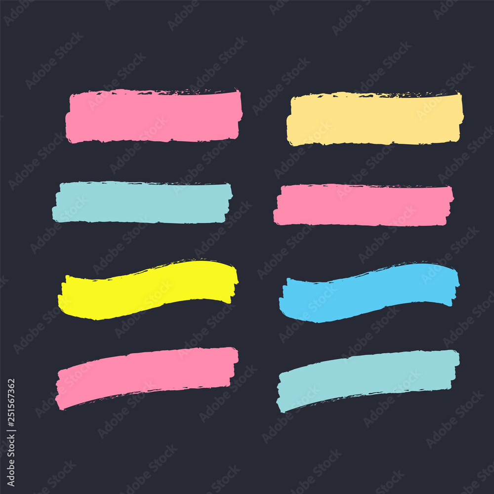 Marker marks. Yellow marker text selection vector