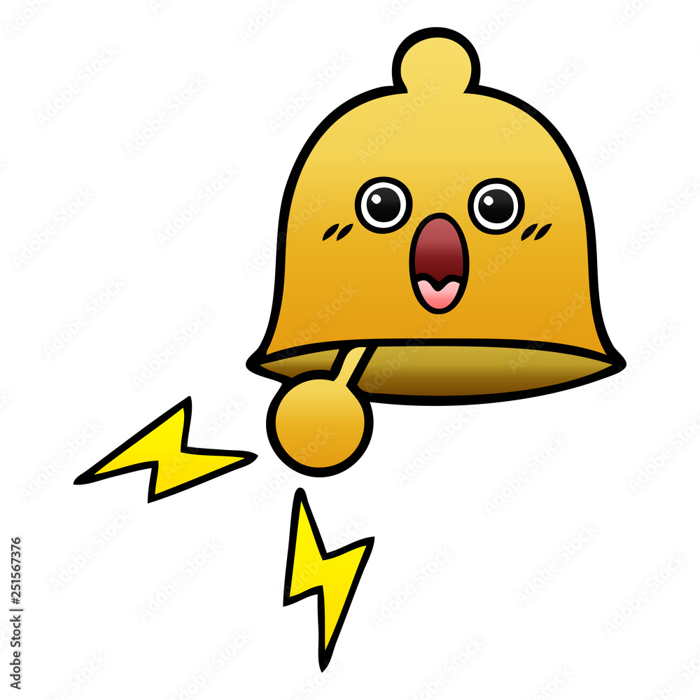 gradient shaded cartoon ringing bell gradient shaded cartoon ringing bell