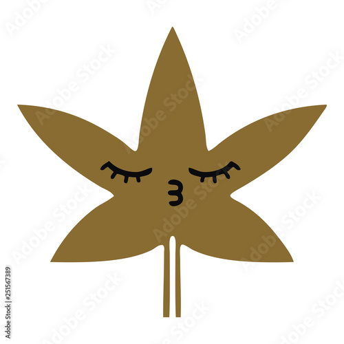flat color retro cartoon autumnal leaf