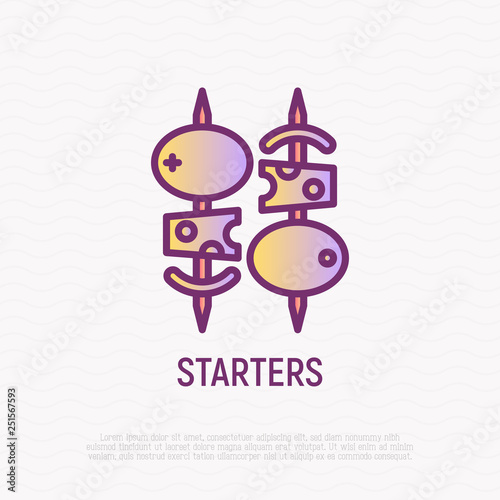 Starters, appetizers thin line icon. Modern vector illustration for restaurant menu.