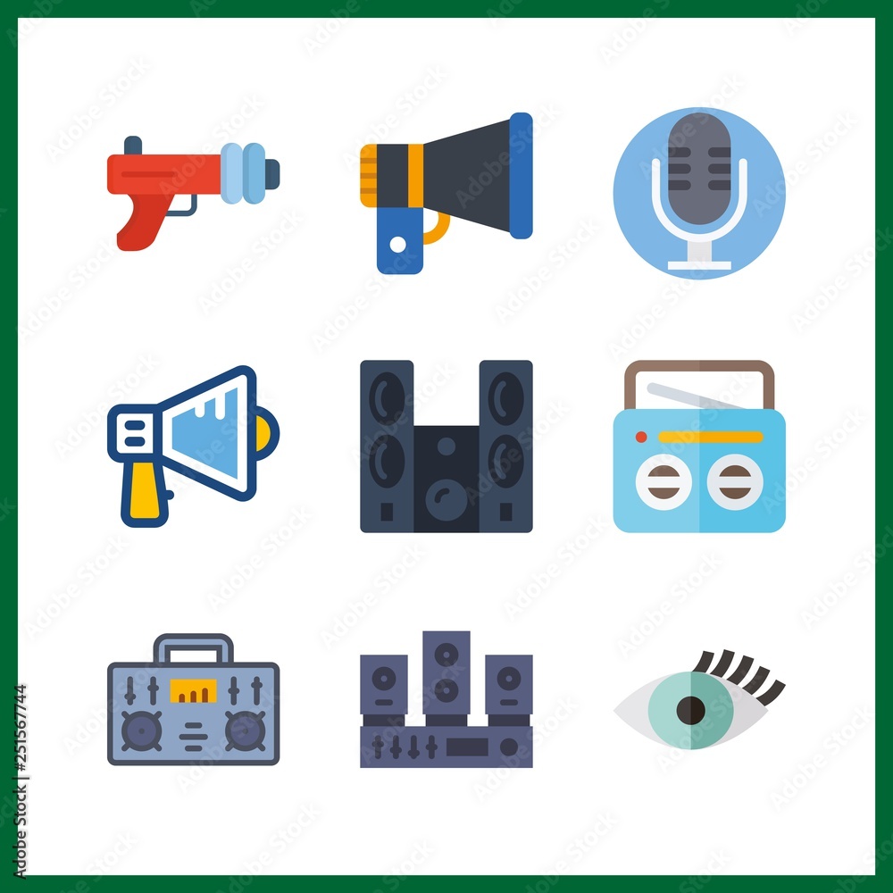 9 volume icon. Vector illustration volume set. eyelash and megaphone icons for volume works 9 volume icon. Vector illustration volume set. eyelash and megaphone icons for volume works