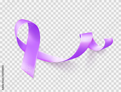 World Epilepsy day. March 26. Realistic purple ribbon symbol. Template for poster with handdrawn lettering. Vector.