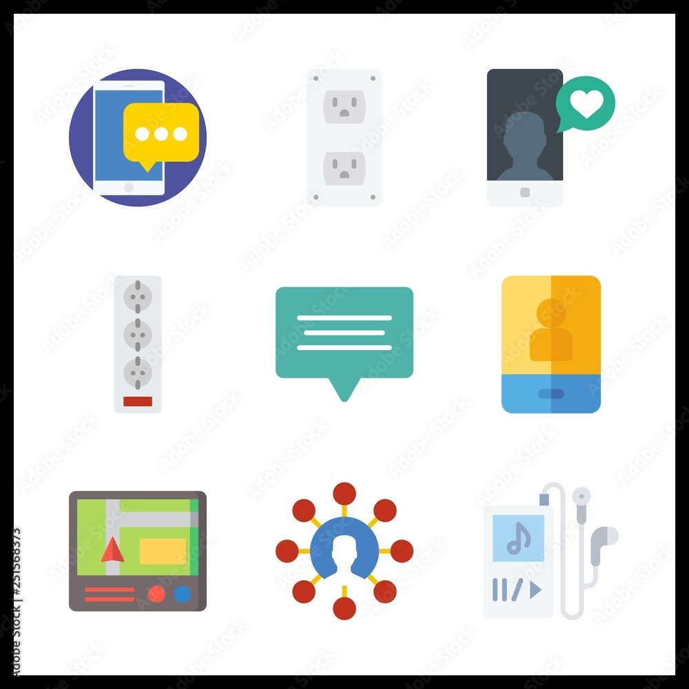 9 phone icon. Vector illustration phone set. chat and socket icons for phone works 9 phone icon. Vector illustration phone set. chat and socket icons for phone works