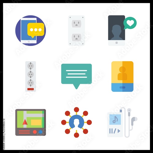 9 phone icon. Vector illustration phone set. chat and socket icons for phone works