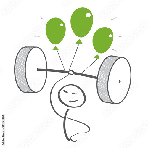 Weightlifter with a little help - vector illustration