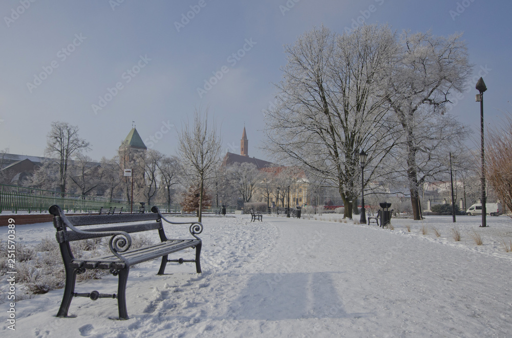 Snow in the city, Poland, Wroclaw