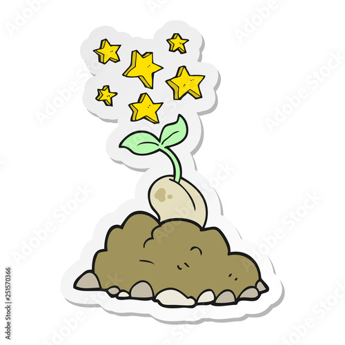sticker of a cartoon sprouting seed