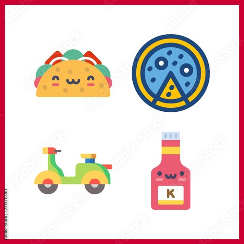 4 fast icon. Vector illustration fast set. taco and ketchup icons for fast works