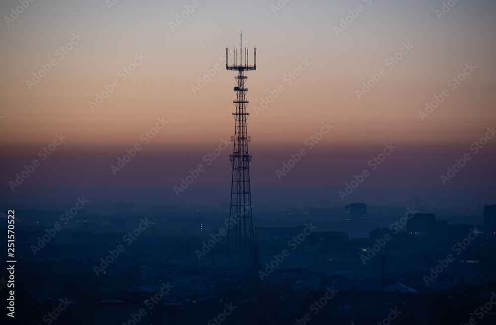 TV tower at sunrise. Minsk, Belarus