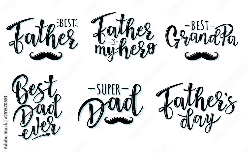 Lettering for 'Father's day', vector set