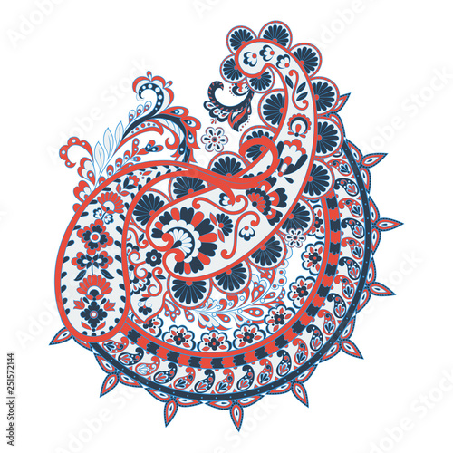 isolated Paisley pattern in indian style. Floral vector illustration