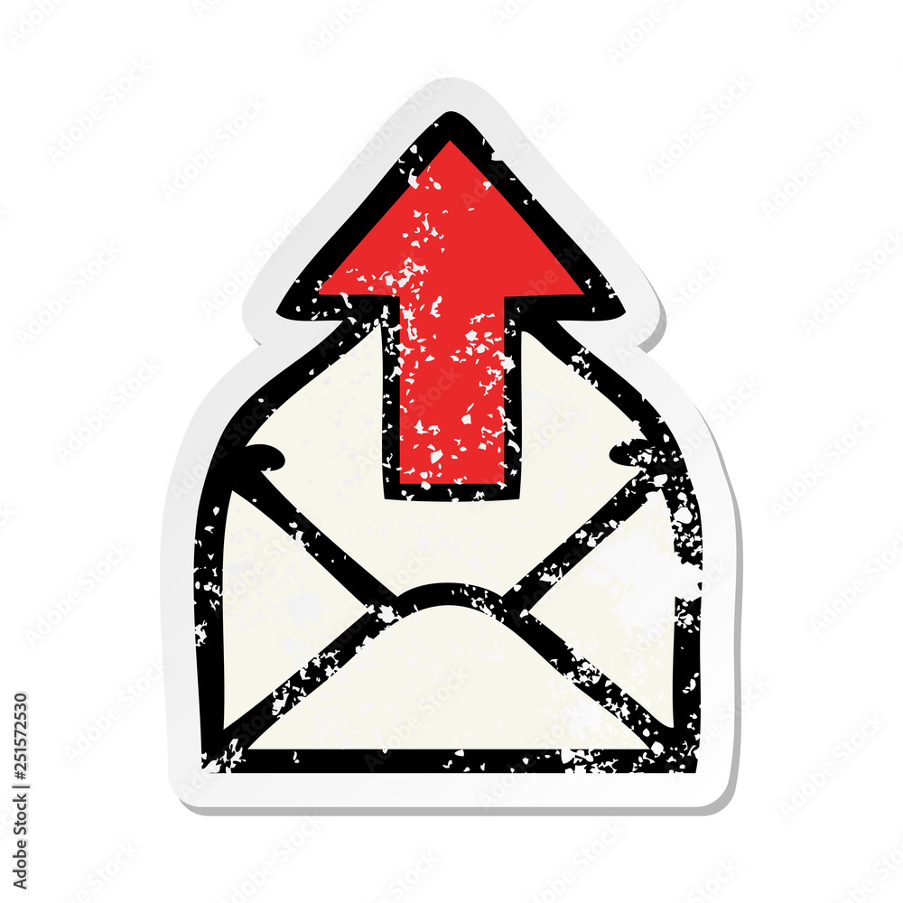 distressed sticker of a cute cartoon email sign distressed sticker of a cute cartoon email sign
