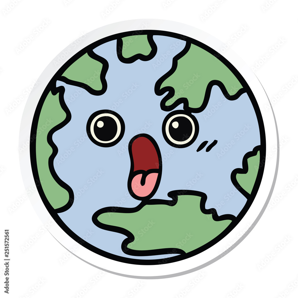 sticker of a cute cartoon planet earth sticker of a cute cartoon planet earth