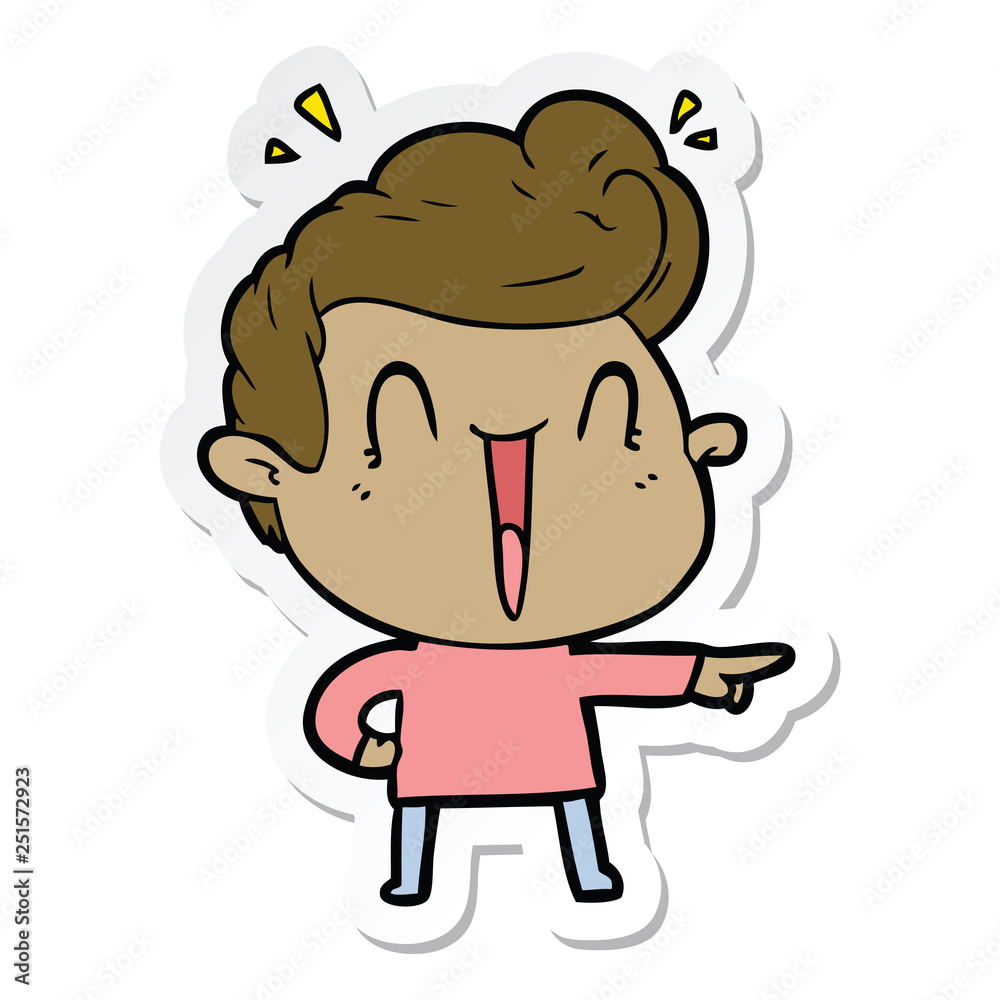 sticker of a cartoon excited man sticker of a cartoon excited man