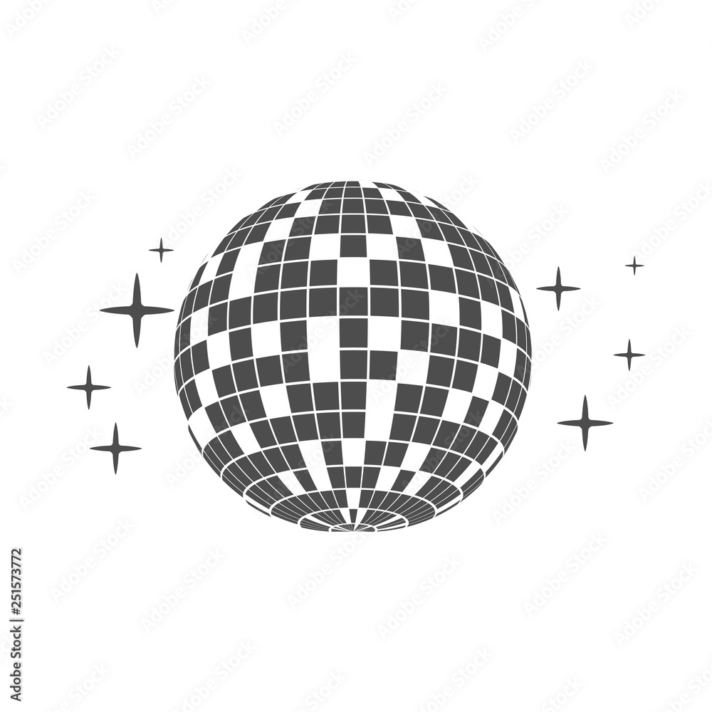Disco ball icon isolated on white background. Vector illustration, flat design. Disco ball icon isolated on white background. Vector illustration, flat design.