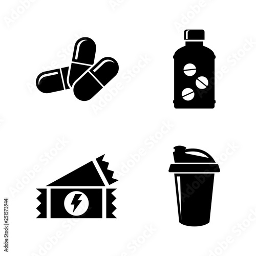 Sport Nutrition, Supplements. Simple Related Vector Icons