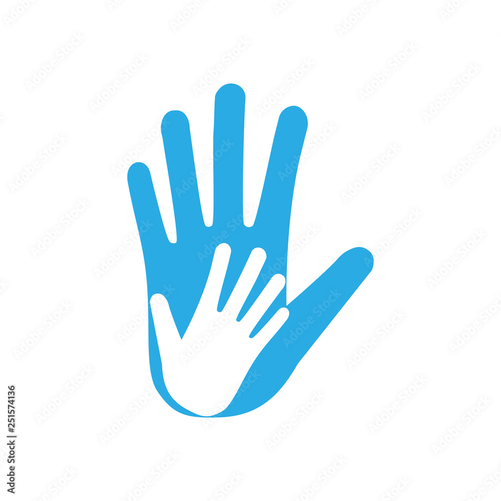 Hand, charity, caring, icon. Vector illustration, flat design.