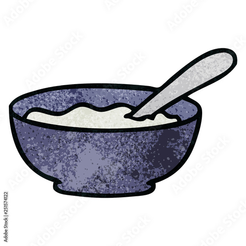 quirky hand drawn cartoon bowl of porridge