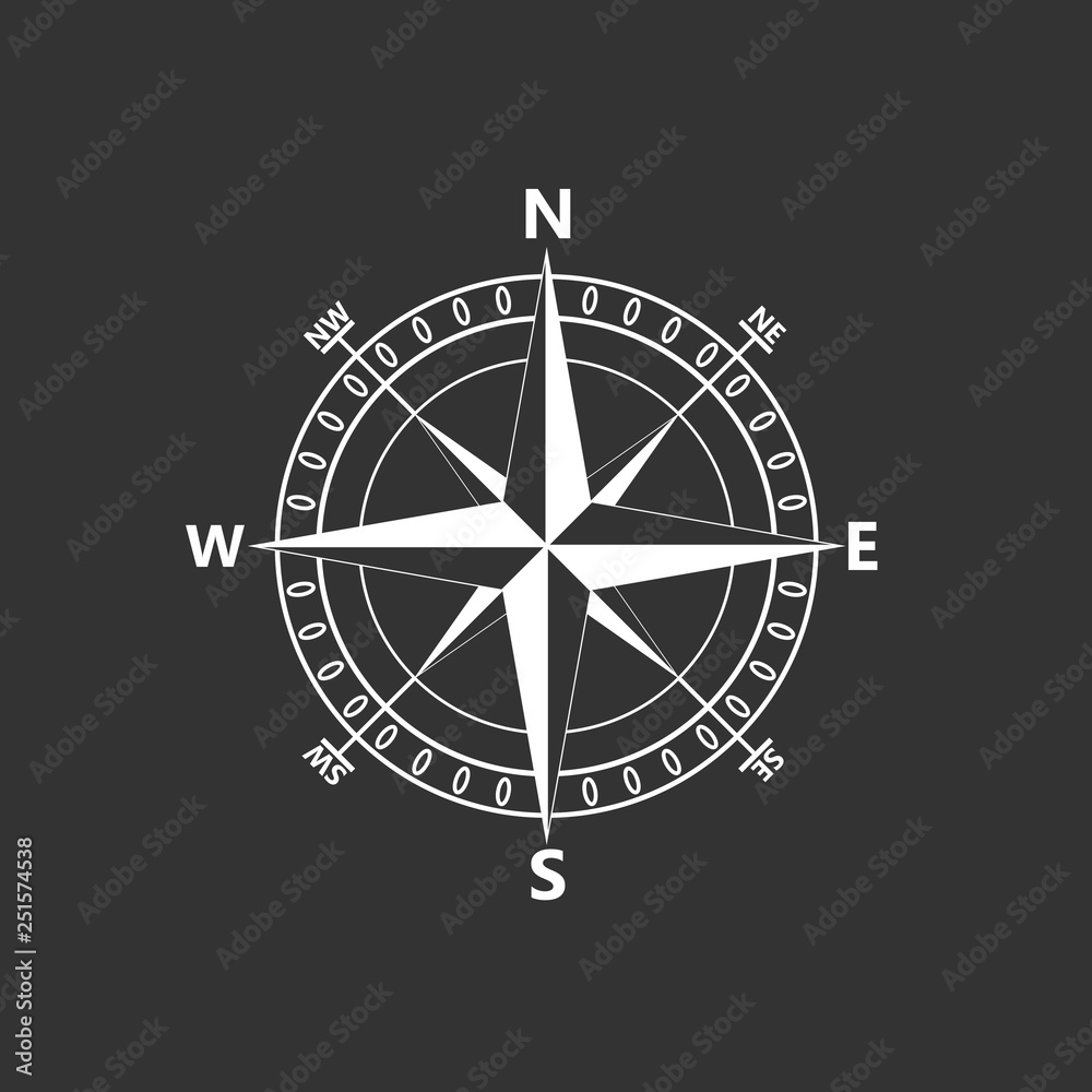 Compass rose, navigition icon. Vector illustration, flat design. Compass rose, navigition icon. Vector illustration, flat design.