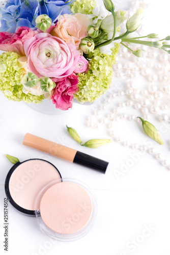 make up and flowers