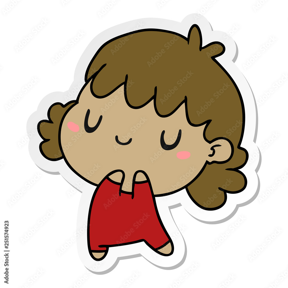 sticker cartoon of a cute kawaii girl sticker cartoon of a cute kawaii girl