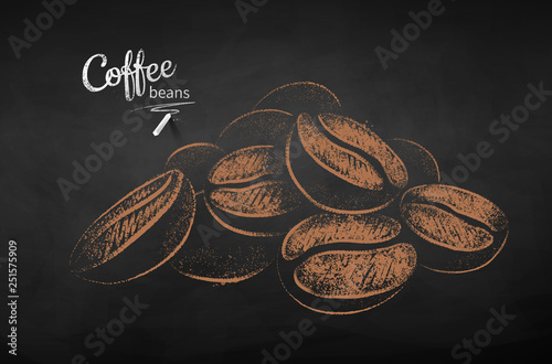 Chalk drawn sketch of pile of coffee beans 