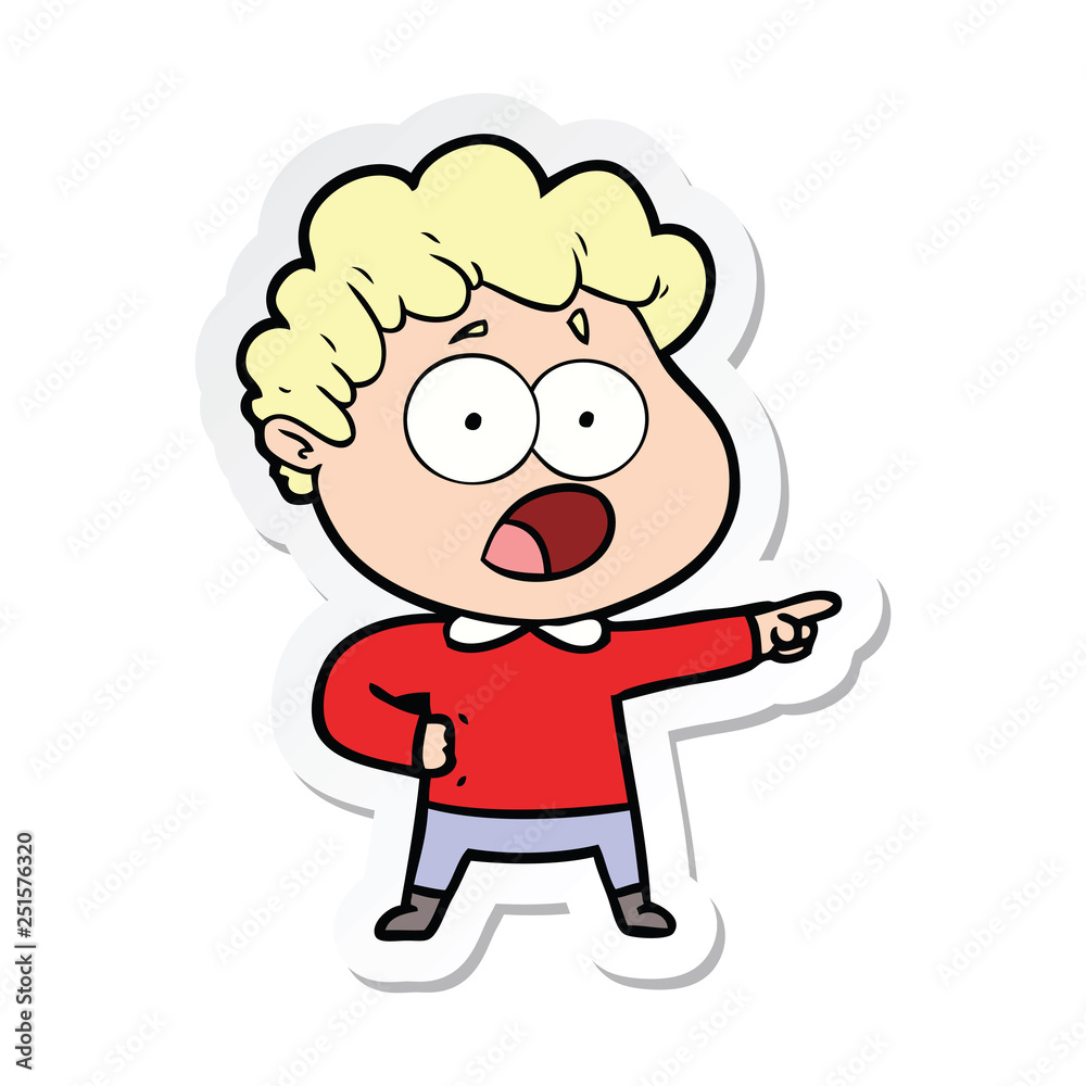 sticker of a cartoon man gasping in surprise sticker of a cartoon man gasping in surprise