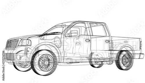 Vector car silhouettes. Rendering of 3d