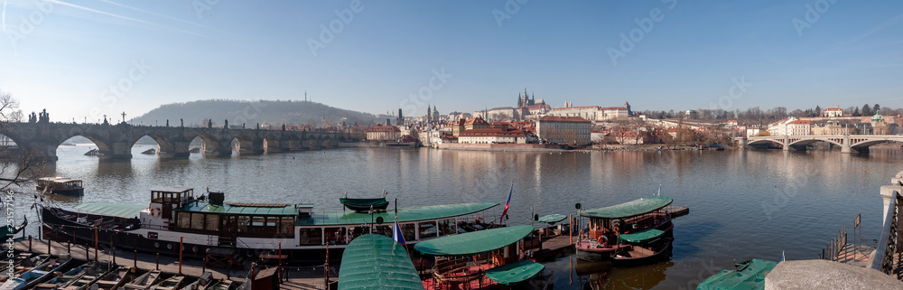 Fototapeta premium Panorama view of Prague. Prague Castle and Hradcany.
