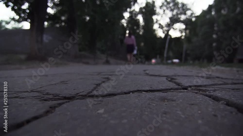 Wallpaper Mural Rear View Of A Young Unidentified Woman In Formal Clothes Walking Along The Sidewalk Torontodigital.ca