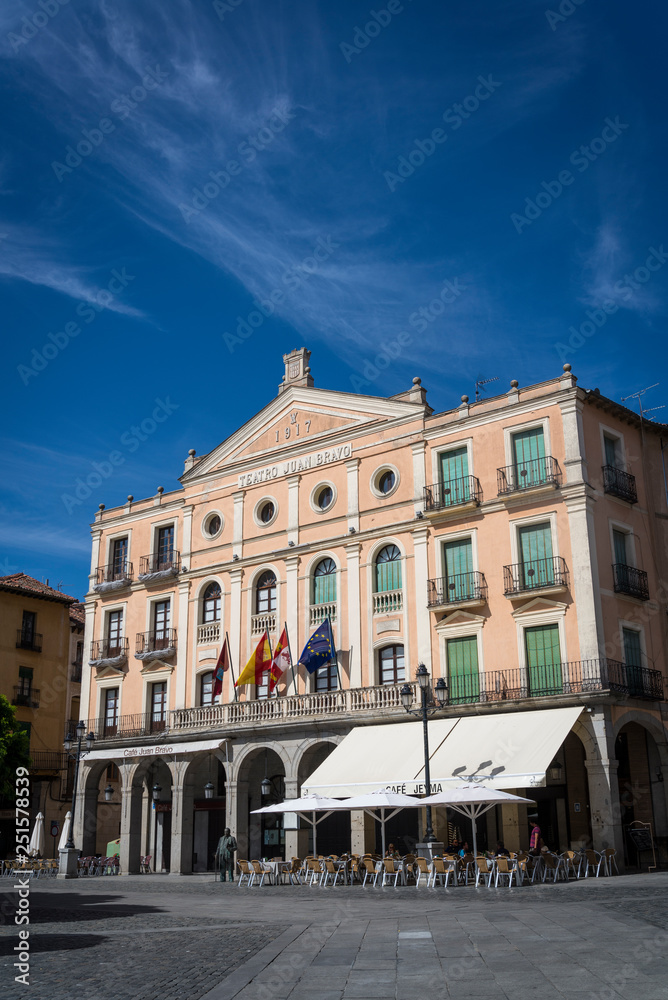 Theatre Juan Bravo, Plaza Mayor, Main Square, Segovia, Castilla y Leon, Spain