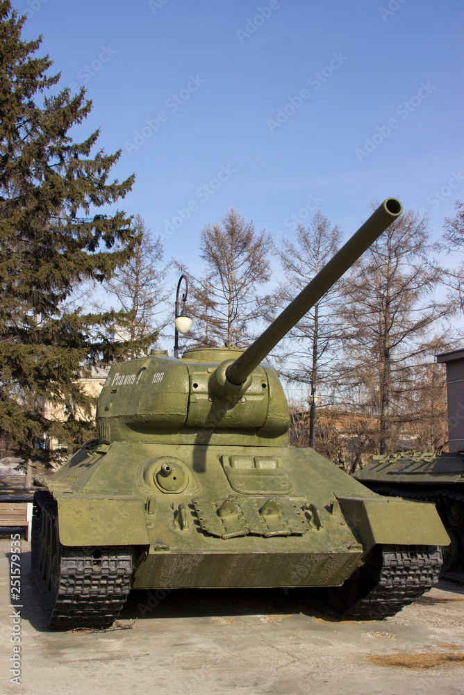 Russia, Krasnoyarsk, February 2019: The Victory Park. Samples of military equipment of the great Patriotic war. Russia, Krasnoyarsk, February 2019: The Victory Park. Samples of military equipment of the great Patriotic war.