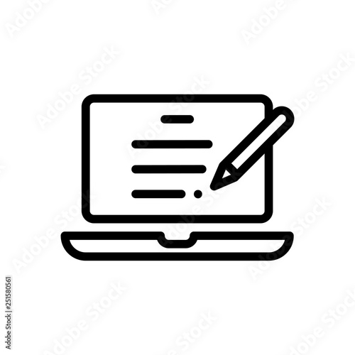 content writing icon, outline black style