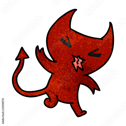 textured cartoon of a kawaii cute demon
