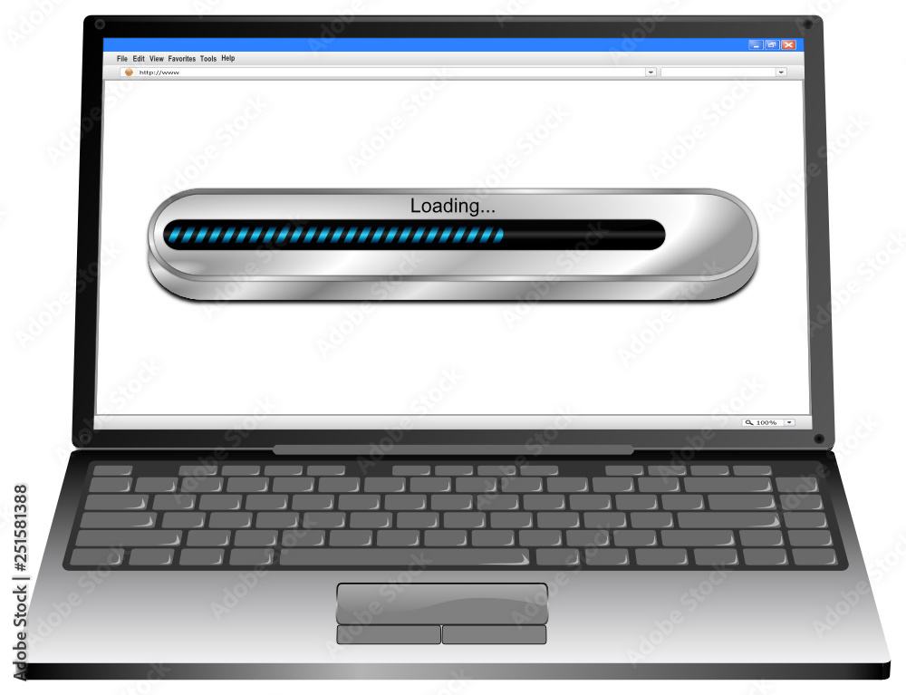 Laptop computer with Loading bar - 3D illustration Laptop computer with Loading bar - 3D illustration