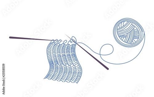 Knitting thread ball and needles handmade craft and equipment