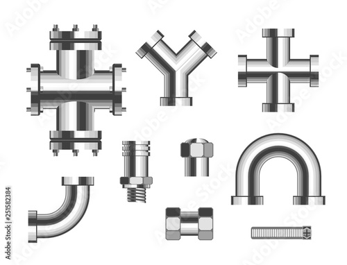 Tubes or pipes plumbing pipeline connectors sewerage isolated objects