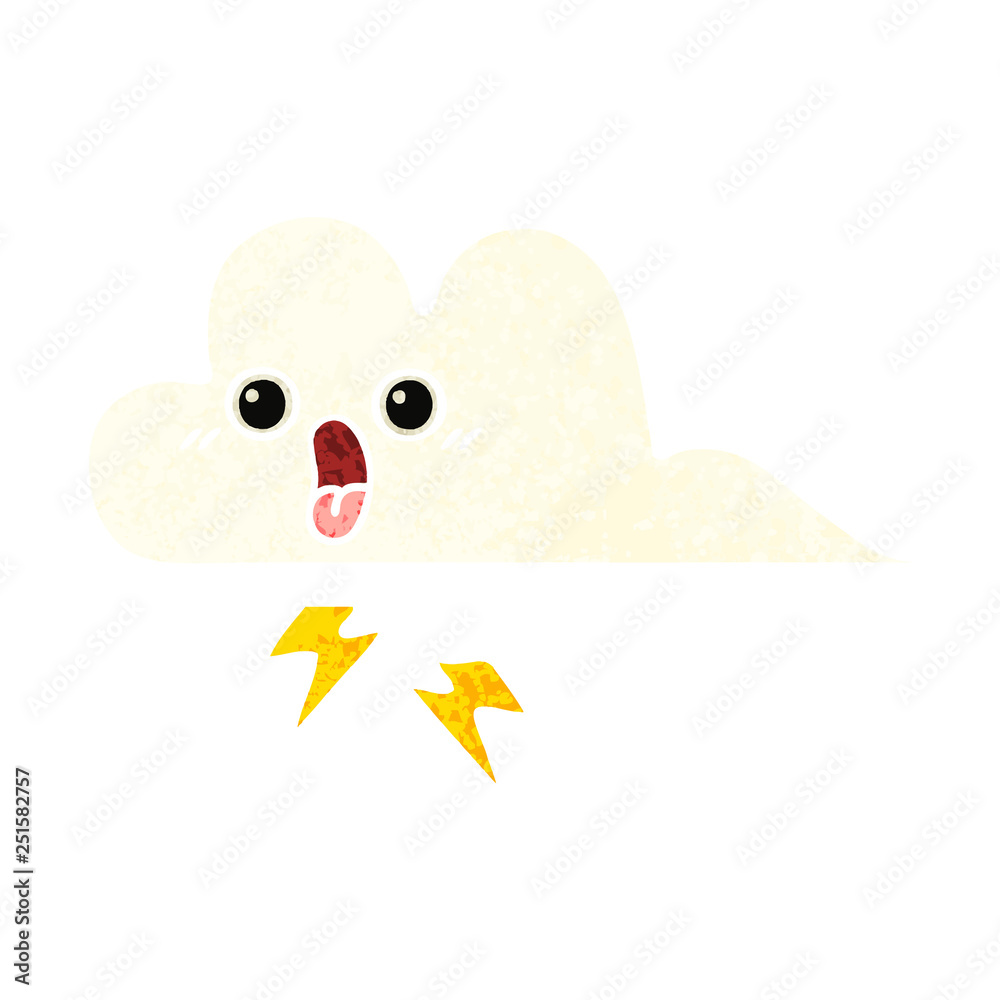 retro illustration style cartoon storm cloud retro illustration style cartoon storm cloud
