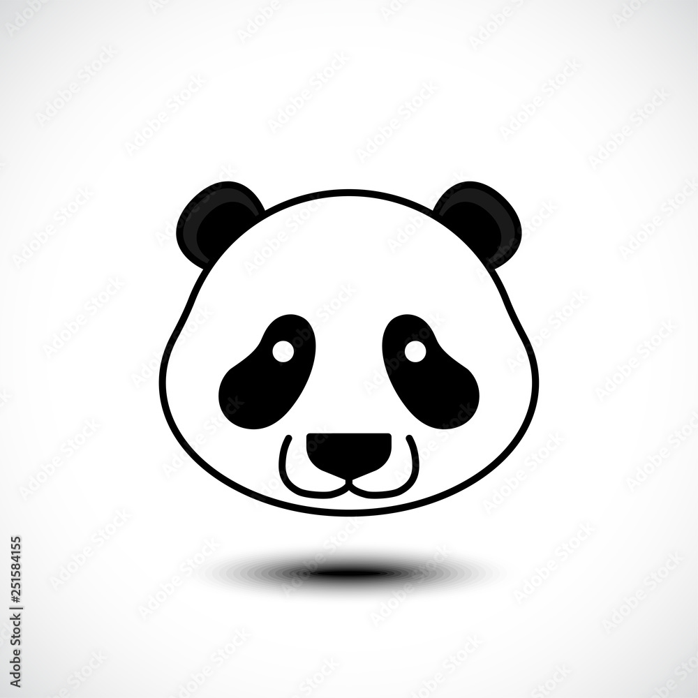 Fototapeta premium Cute panda face isolated on white background. Vector Illustrative