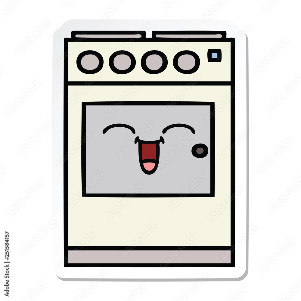 sticker of a cute cartoon kitchen oven sticker of a cute cartoon kitchen oven