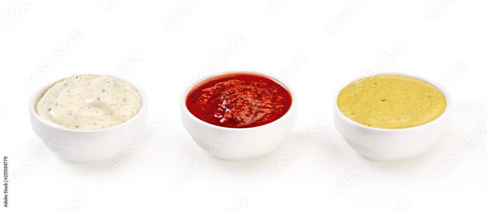Sauces on a white background Sauces on a white background