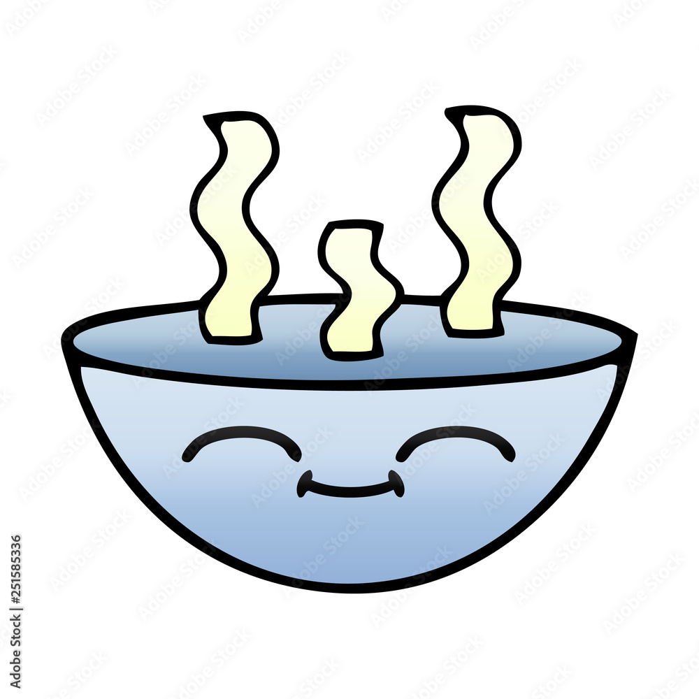 gradient shaded cartoon bowl of hot soup gradient shaded cartoon bowl of hot soup