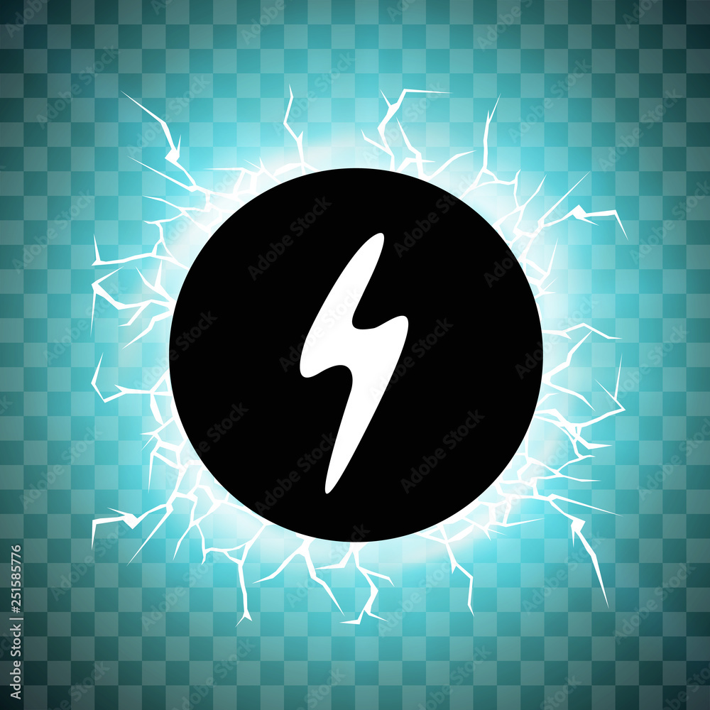 Powerful electrical discharge, lightning strike impact place realistic ...