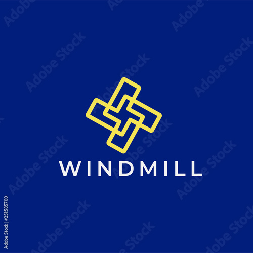 linear windmill in outline style logo design