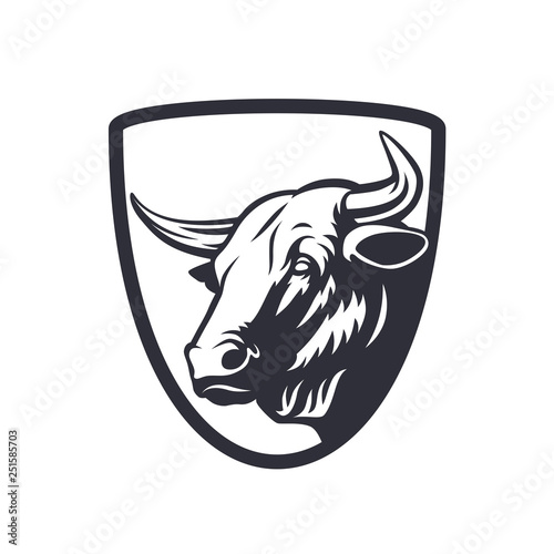 Vector bull head emblem template on white background.