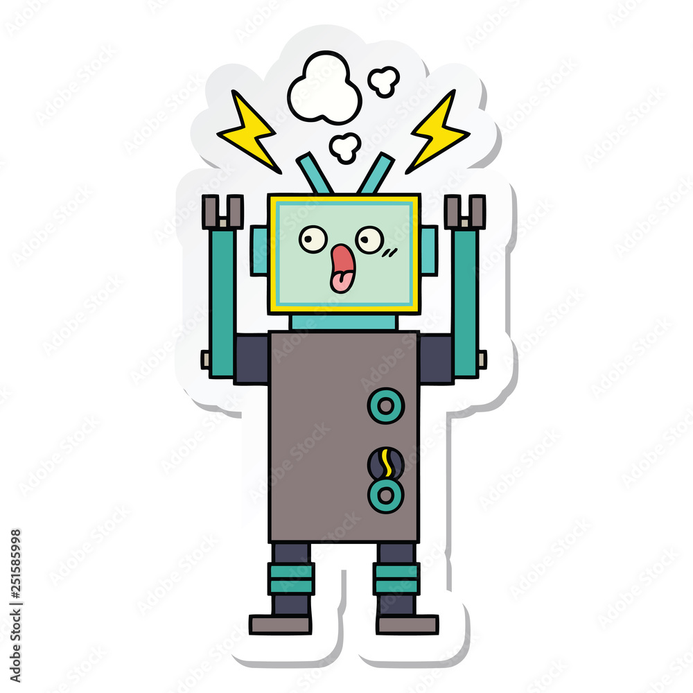 sticker of a cute cartoon robot