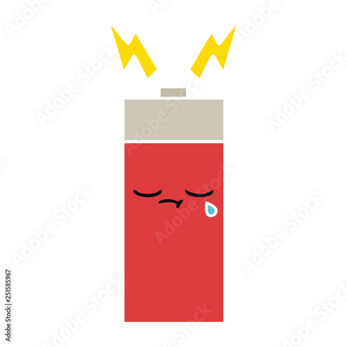 flat color retro cartoon battery