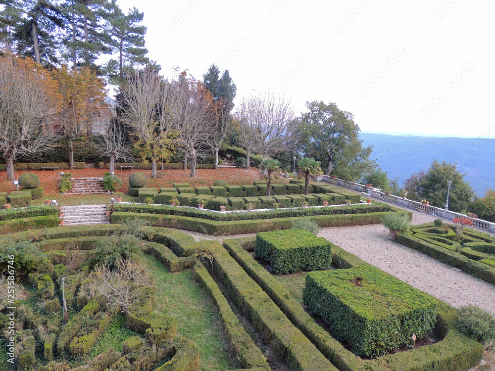 ALLERONA, ITALY - October 14 2018: Italian garden of Villa Cahen near Allerona in Umbria.